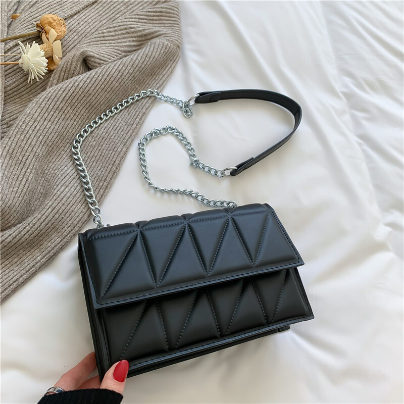 Free Delivery Designer Bag Small 2025 New Trendy Korean Version Foreign Style Lingge Chain Embroidered Thread Small Square Mini Crossbody Shoulder Lux