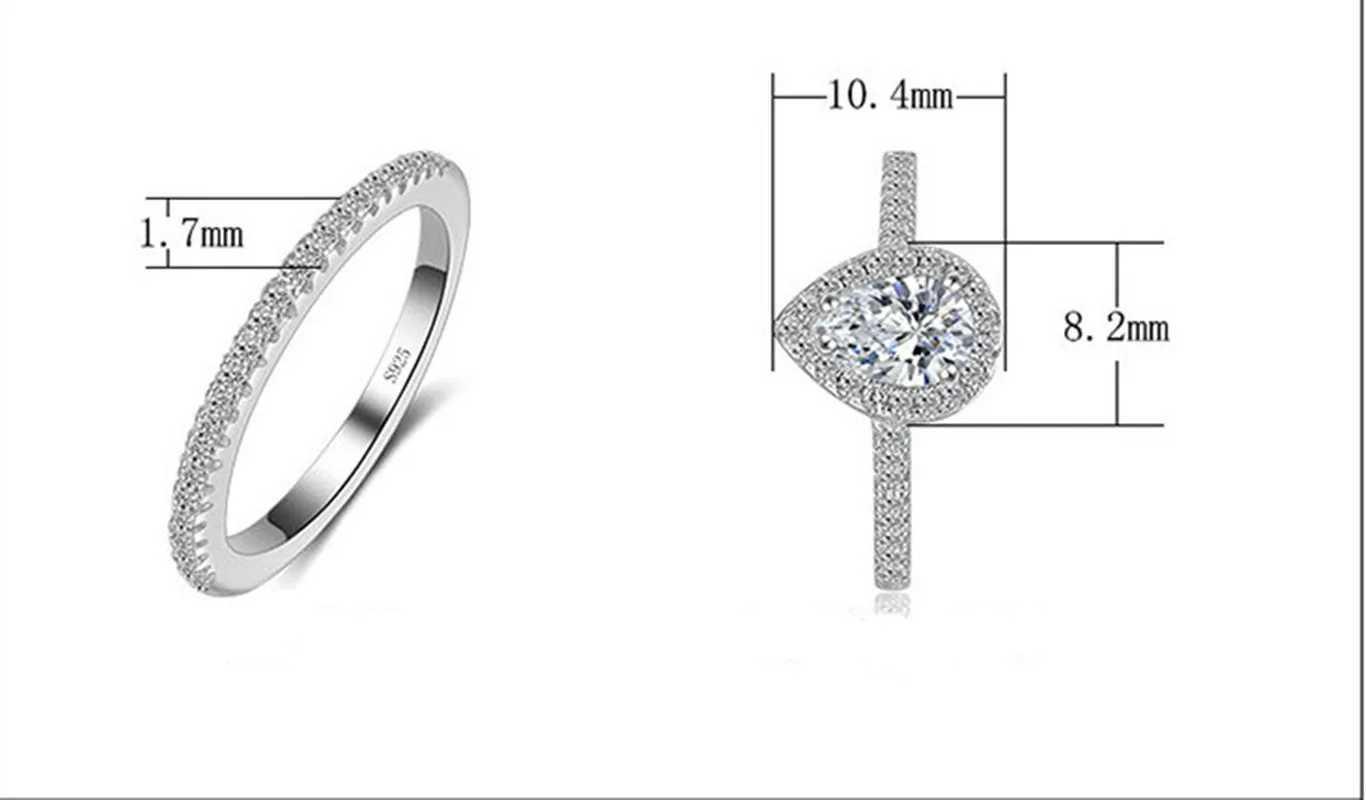 925 Sterling Silver New Women ring set Jewelry Teardrop Zircon CZ Diamond Engagement Wedding Ring set for womenXJ250514