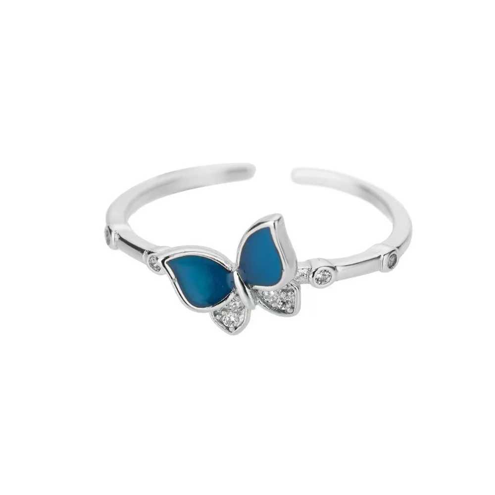 925 Sterling Silver Blue Zircon Butterfly Engagement Rings For Women Wedding Stackable Luxury Jewelry Silver 925 JewelleryXJ250514