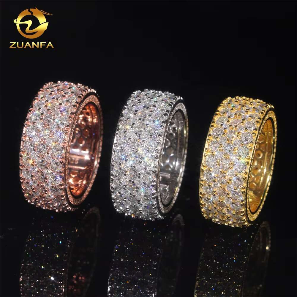 Wholesale Price Hip Hop Eternity Rings 925 Silver Iced Out Moissanite Diamond Ring for Men