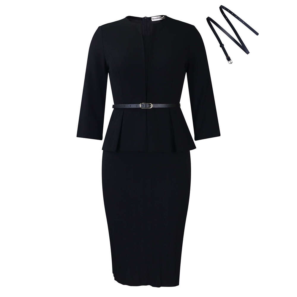 Women's Wear Women's Wear Winter Women's V-Neck Ruffled Edge High Waisted Slimming OL Commuting Pencil Skirt Dress