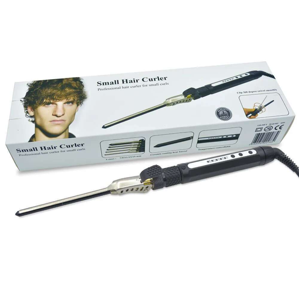 Men,s Ceramic Curlers Small Size With Short t Corrugated Curling Iron For Hair Universal Voltage Black