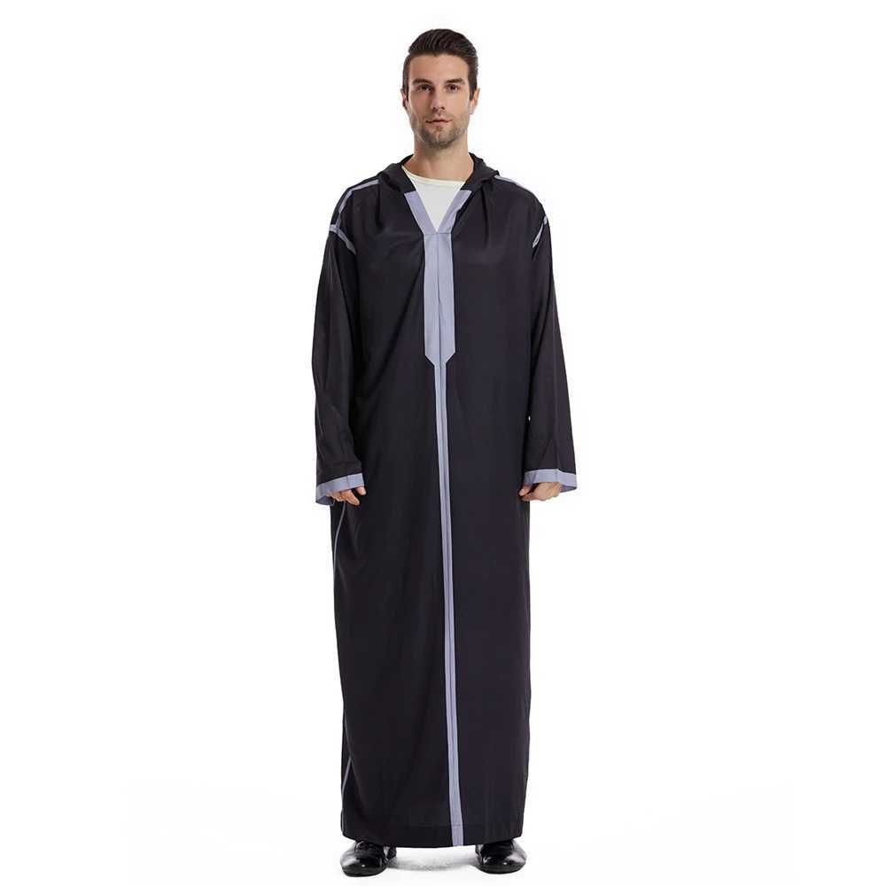 Men Abaya Muslim Dubai Saudi Long Dress Eid Hooded Jubba Thobe Islamic Clothing Moroccan Djellaba Caftan Kaftan Arabic Robe Gown X250514