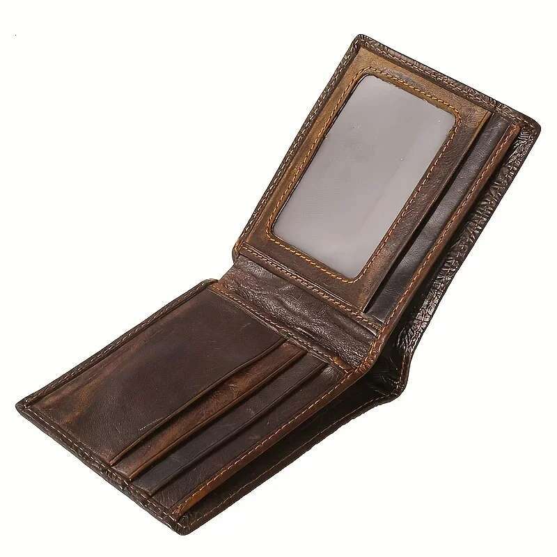 Men's Vintage Genuine Leather 3D Printed Tiger Wallet Card Holder