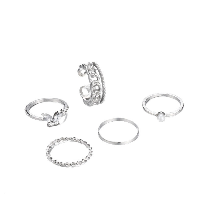Minimalist Personalized Open Adjustable 5-piece Butterfly Joint Ring Set Exquisite, Unique and Fashionable