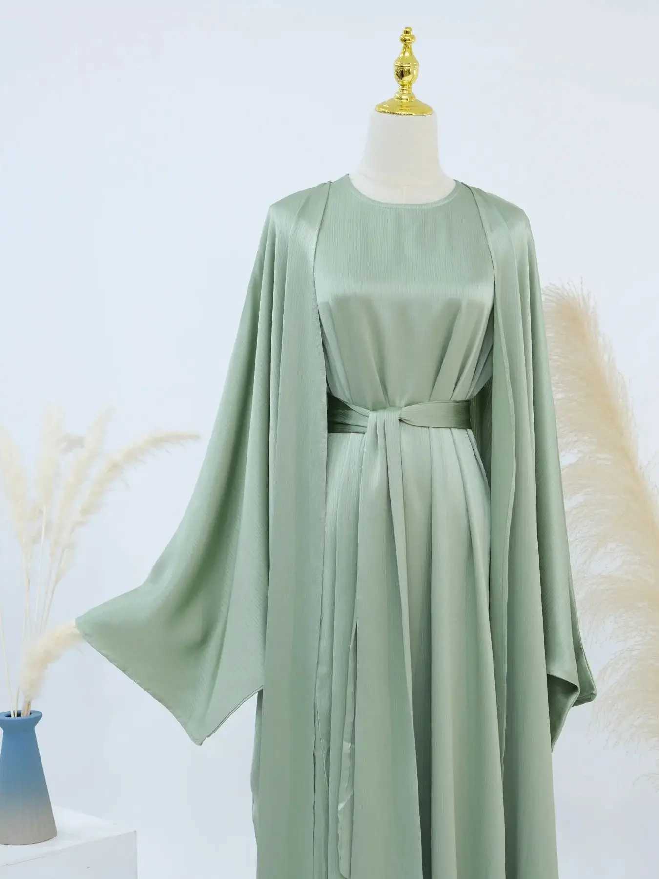 Ramadan Eid Dubai Plain 2 Piece Abaya Set Prayer Clothes Women Modest Muslim Sets Caftan Marocain Robe Femme Musulmane Kaftan X250514