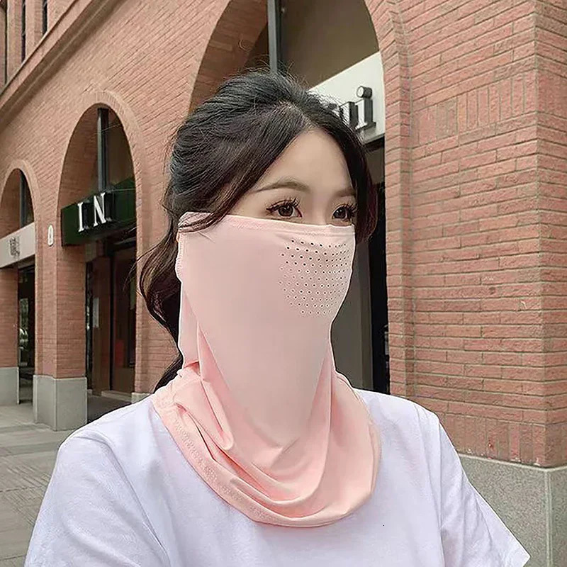 Summer Sunscreen Ice Silk Mask Neck UV Protection Face Cover Sunscreen Face With Brim Outdoor Cycling Sun Protection Hats Caps 250514