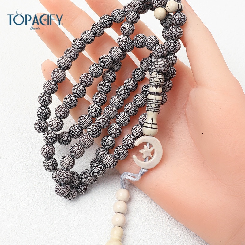 99 imitation wood grain Islamic prayer beads, and praise beads
