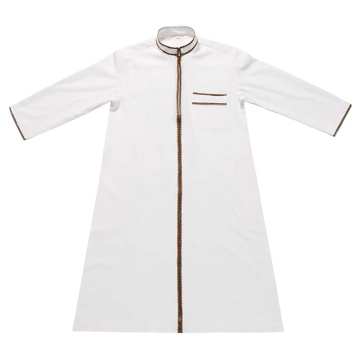 Islamic Boys Kids Stand Collar Long Sleeve Jubba Thobe Saudi Arabic Robe Muslim Dress Abaya Ramadan Kaftan Djellaba Dishdasha X250514