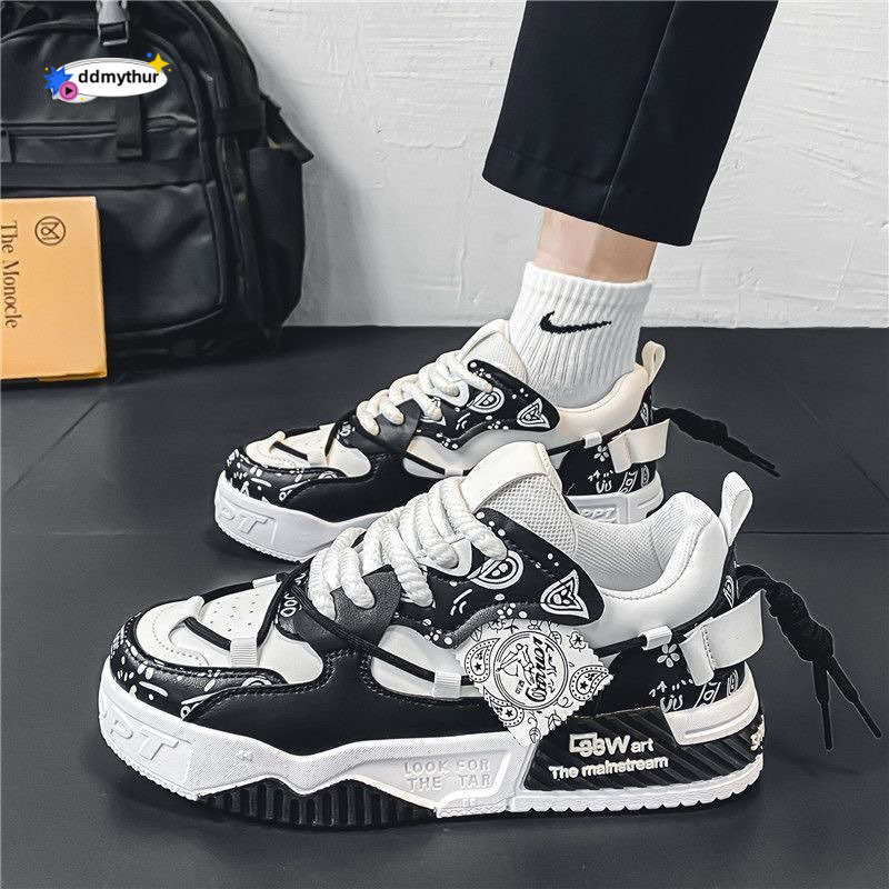 Men's 2025 new spring versatile casual board shoes, men's niche thick soled sports dad trendy shoes ddmythur
