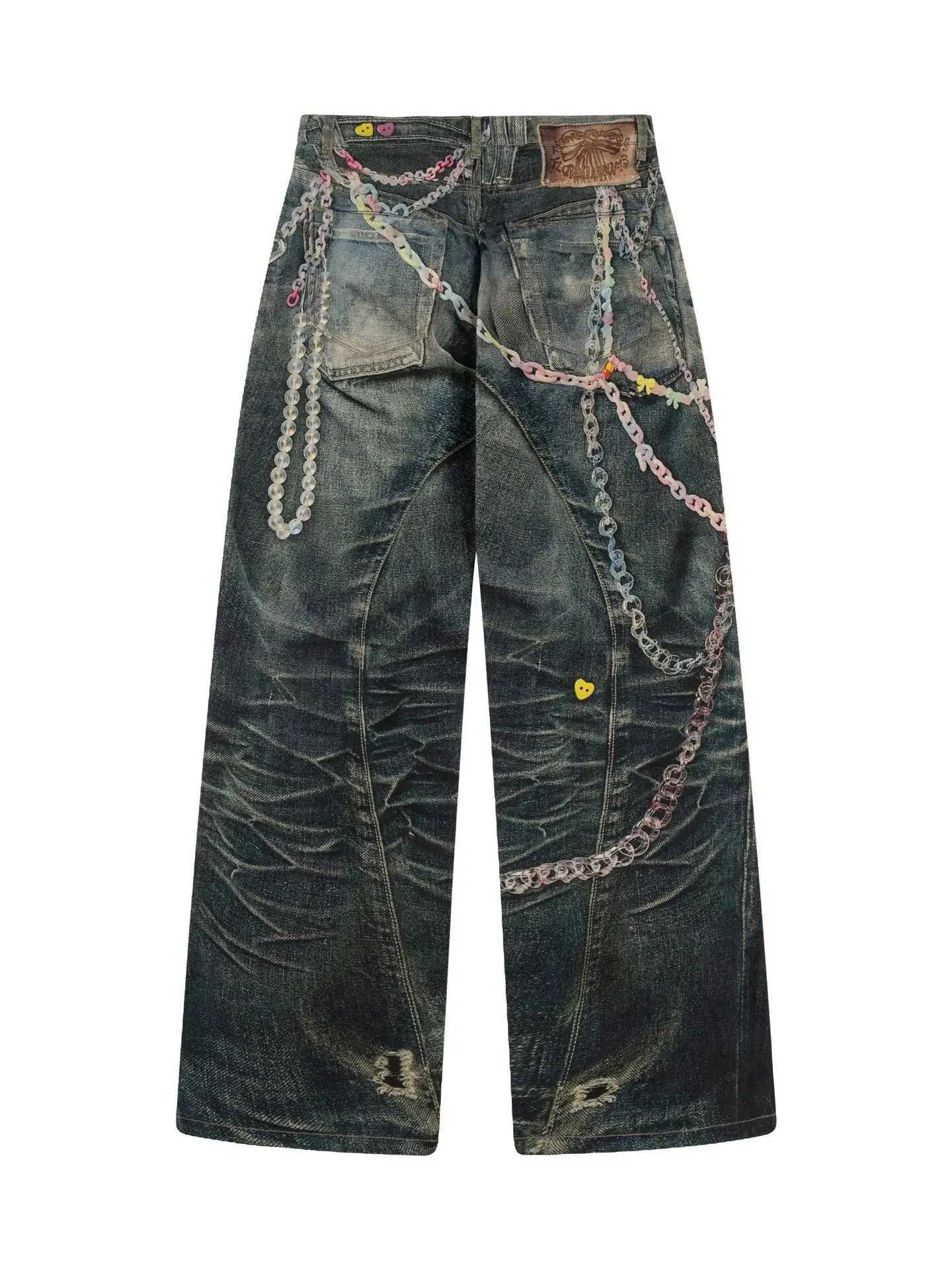 2025 New Candy Chain Old Washed Denim Zipper Slim Fit Straight PANT Jeans Cotton Denim Pants Casual Jeans Size XS-XL #N018 X250514