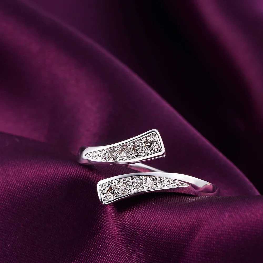 Hot 100% 925 Sterling Silver crystal Ring For women adjustable size Fashion party engagement wedding luxury Jewelry Holiday giftXJ250514