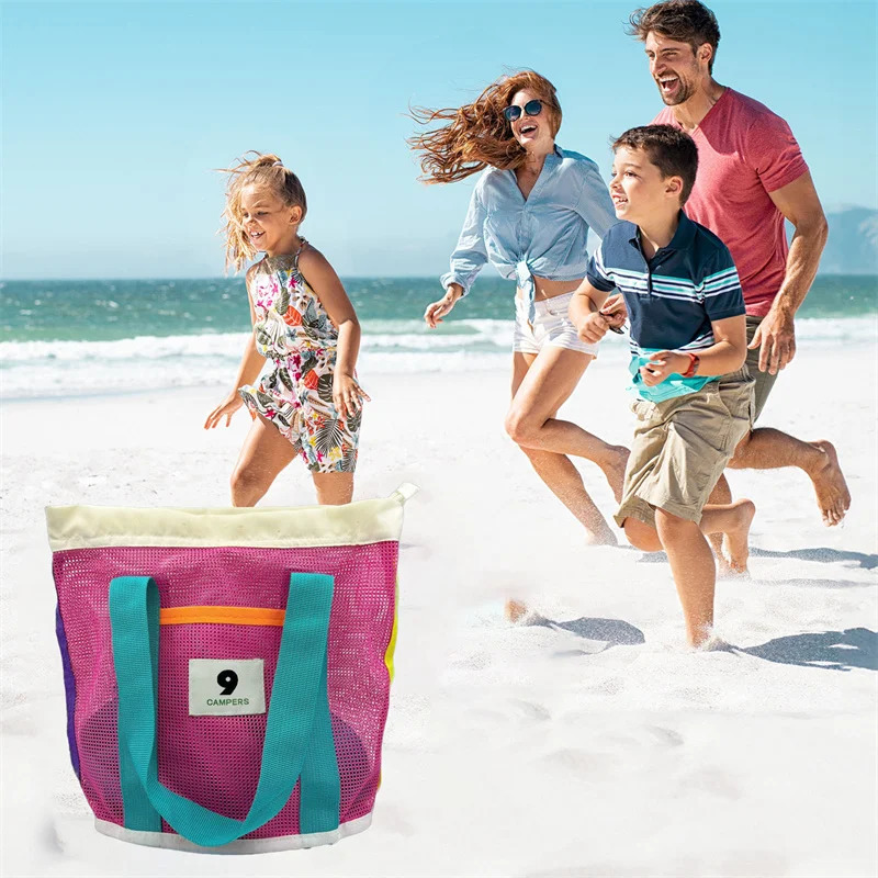 Pink Green Contrast Beach Bag Childrens Toy Mesh Portable Storage Outdoor Travel Swimming Toiletry Organizer 250514