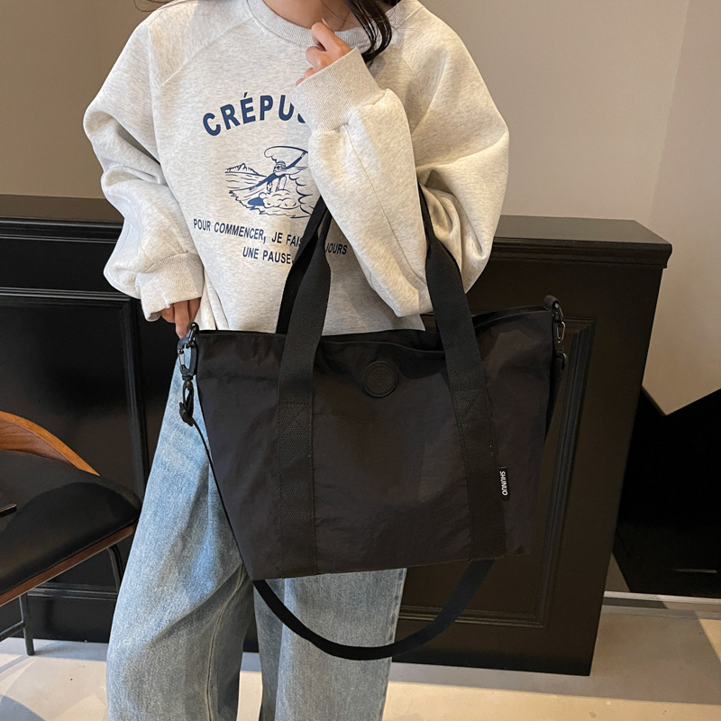Large capacity canvas women's spring and summer versatile 2025 new crossbody cloth bag, casual student class tote bag