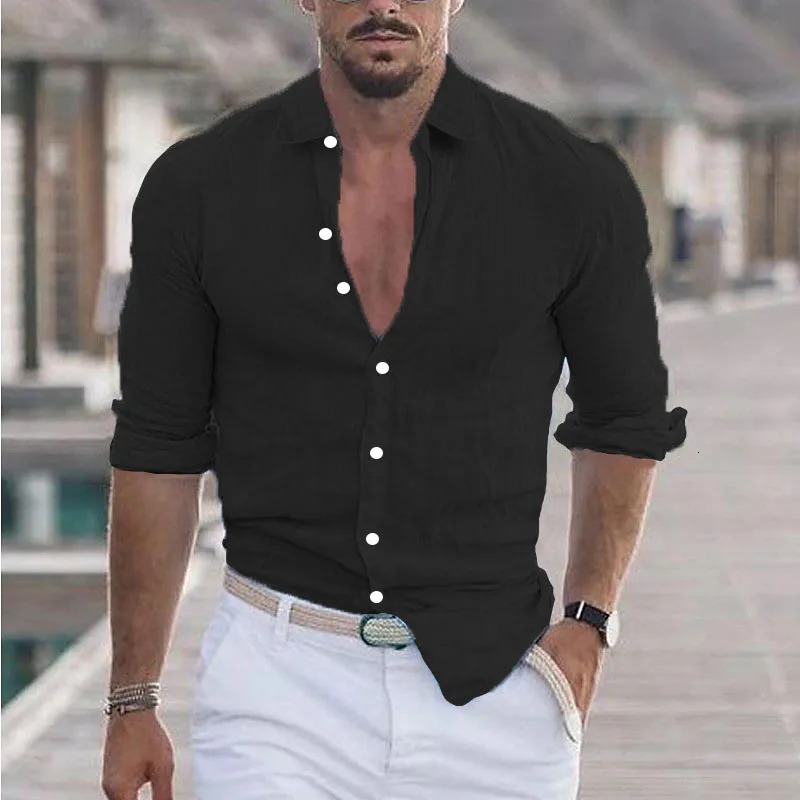 Fitness Desert Spring And Autumn Weiyi Beach Mens Solid Color Shirt Single Row Button Summer Fashion Casual 250514