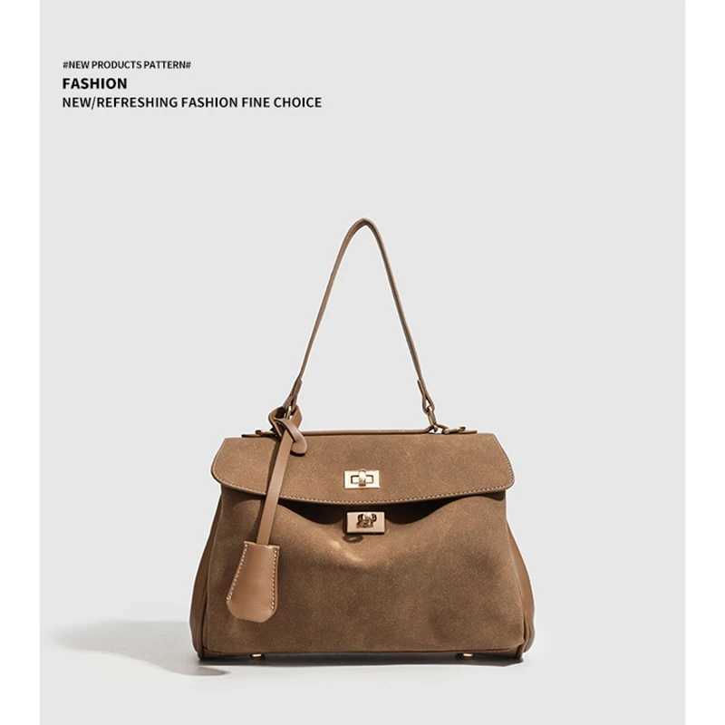 2025 Luxury Wens Tote Bag Suede Leather Shoder Bags Fem Soft Handbags High Quality Messenger Bag Ladies Sahels Coffee Z250514