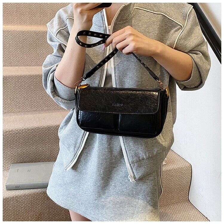 casual texture solid color commuting fashion underarm single shoulder rivet large capacity high-end feel bag