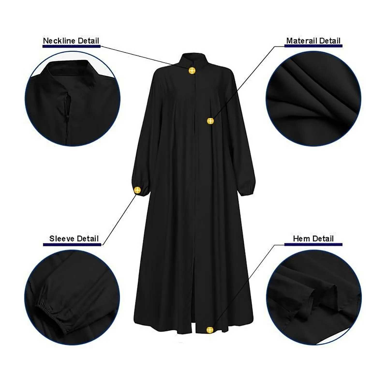 Oversized Women Ramadan Abayas Front Zipper Up Musulman Dress With Pockets Stand Collar Solid Islamic Clothing Loose Jilbab X250514