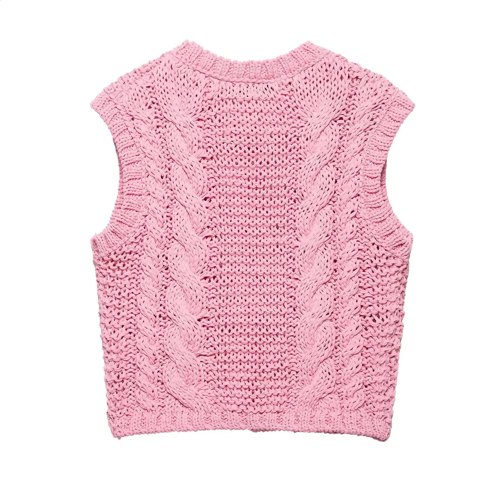 Zevity 2025 Women Sleeveless Flower Buttons n Twist Knitting Vest Sweater Female Chic Casual Cardigan Waistcoat Tops SW9019 250506