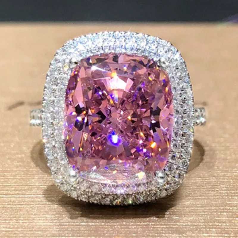 925 Sterling Silver Pink CZ Womens Rings Brilliant Engagement Wedding Accories Valentines Gift New Train JewelryXJ250514