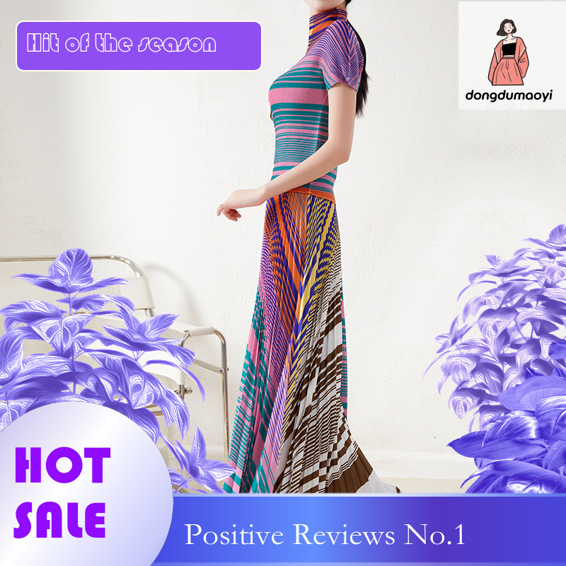dongdumaoyi Summer pleated chiffon printed small shirt 2025 new women's fashion short sleeved top western-style set