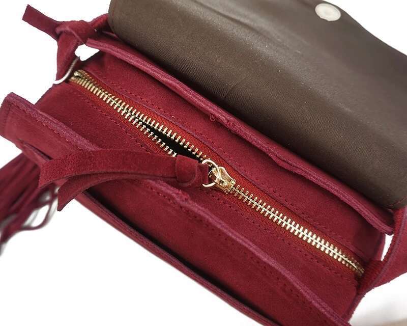 Women Genuine Leather Suede Small Size Saddle Leisure Retro Bohemian Hippie Ibiza Fringed Bury Side Sling Shoulder Bag