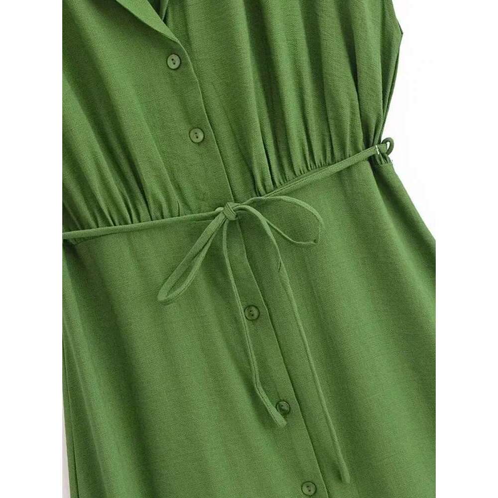 Women Summer MIDI Shirts Dress 2025 Fashion Solid Sashes Bow V-Neck Female Elegant Street Short Sleeve Dresses Clothing