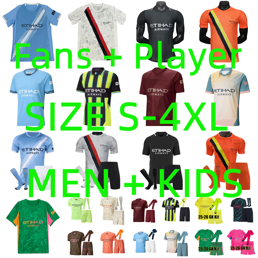 24 25 26 Man CityS HAALAND GREALISH Doku soccer jerseys 2025 2026 MARMOUSH McATEE MATHEUS SAVINHO DE BRUYNE FODEN Rodrigo EDERSON goalkeeper football shirt Men kids
