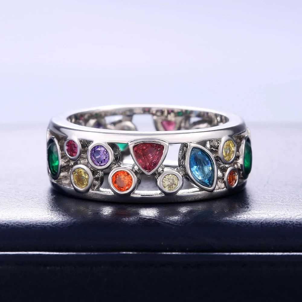 925 Sterling Silver Vintage Colorful Crystal Promise Rings For Women Girls Luxury Designer Jewelry WholesaleXJ250514