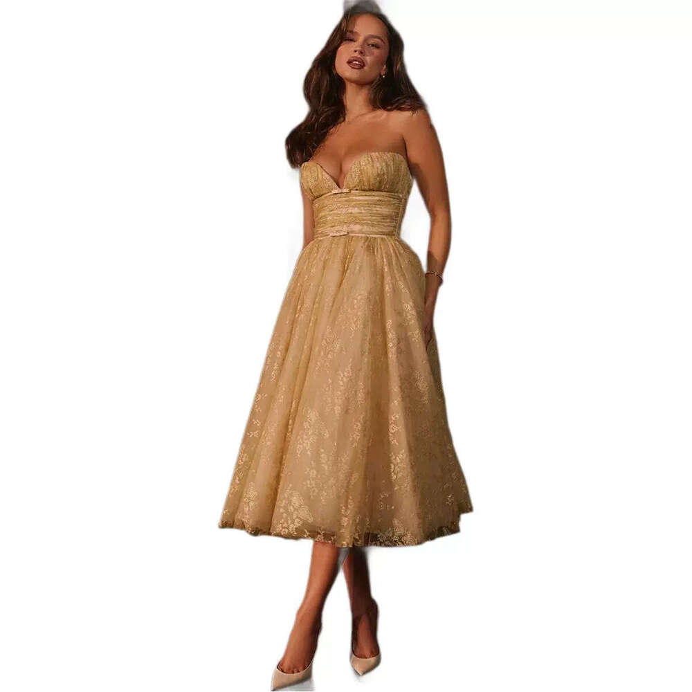 Women's Wear Spaghetti Strap Evening Dress New Style Temperament Slim Fit Slimming And Fluffy Skirt