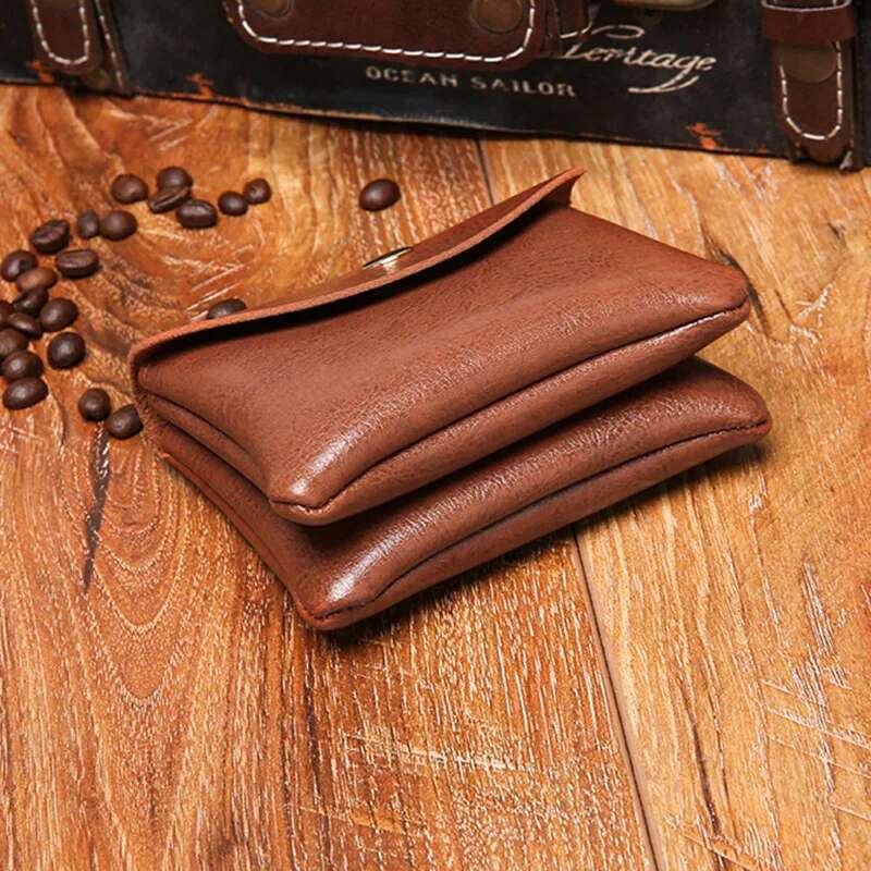 Double Layer Credit ID Card Holder Slim Leather Wallet with Coin Pocket Man Money Bag Case for Men Mini Women Business Purse