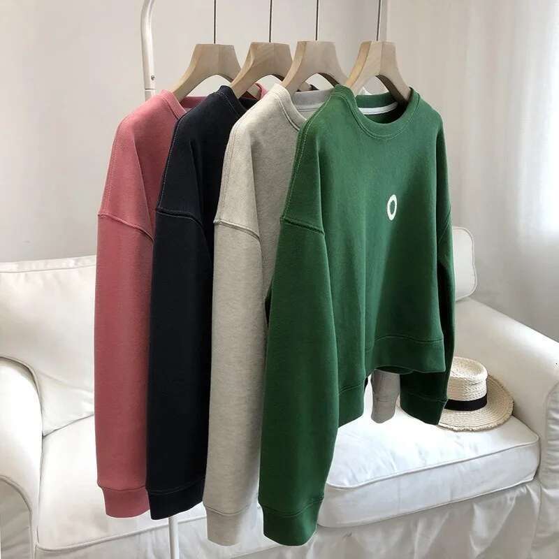 Round Neck Bright Line For Women Loose Slimming Casual Long Sleeved Top Elegant Fashion Solid Color Hoodie Designer