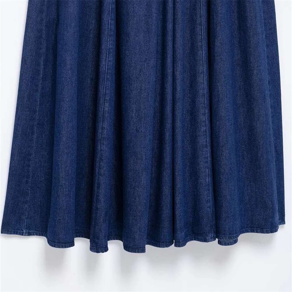 UNIZERA denim Midi with strapless backless zipper decoration for spring and summer new casual women's dress