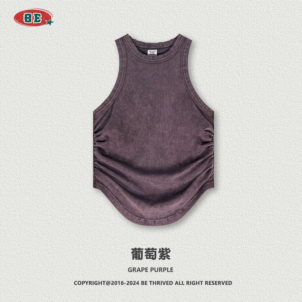 BE | 2025 Spring/Summer New American Street Hot Girl Style Women's Wear Sexy Pure Desire Wrinkle Tank Top for Women