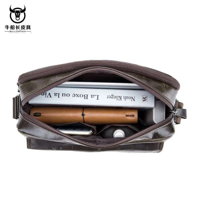 BULLCAPTAIN 2023 Men Handbag Messenger Bag Men's Shoulder Bag Genuine Leather Men's Crossbody Small Male Man Bags Travel Tote