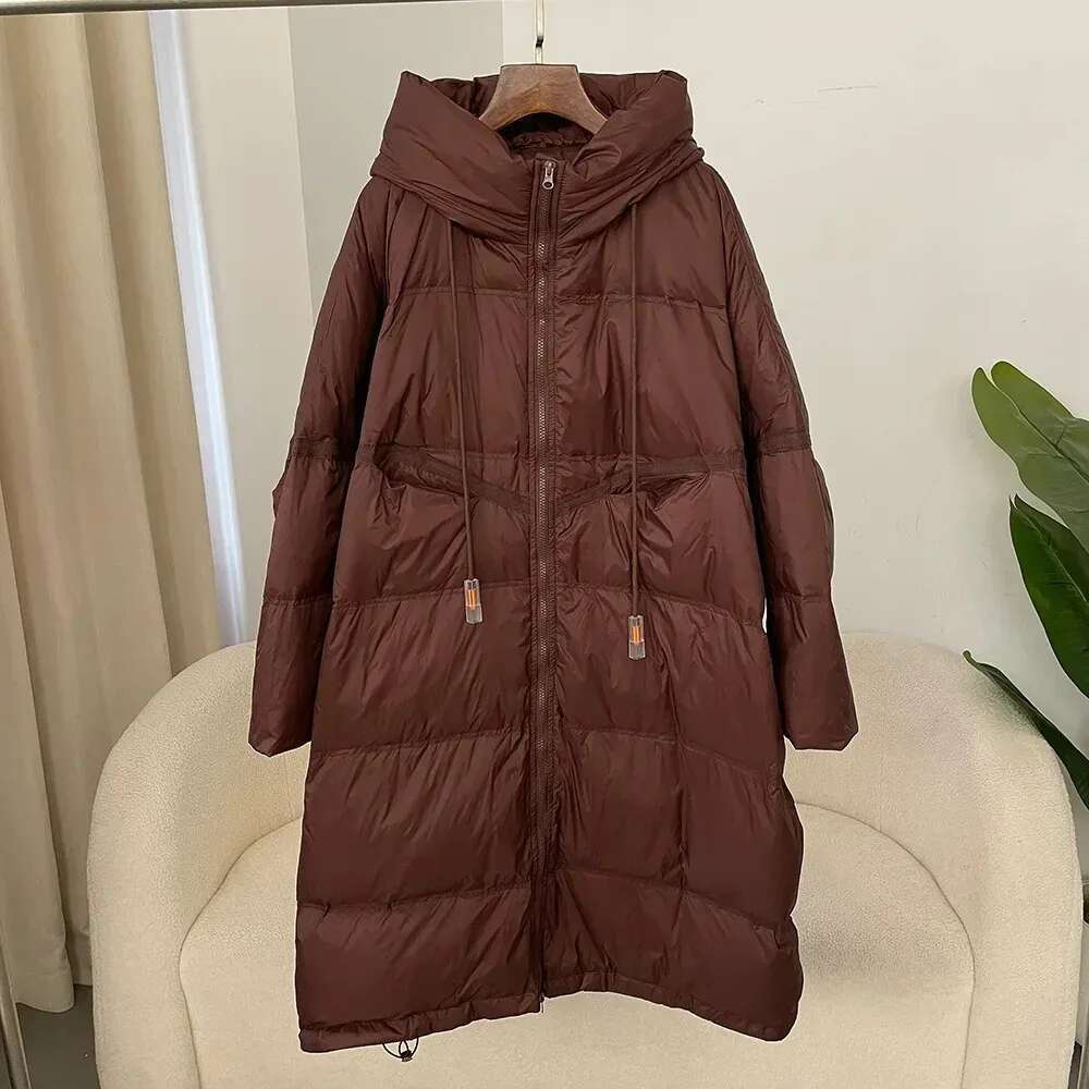 2024 Autumn/Winter Classic Thick Extra-Long White Duck Warm Large Hooded Women's Down Jacket Winter Coat Women