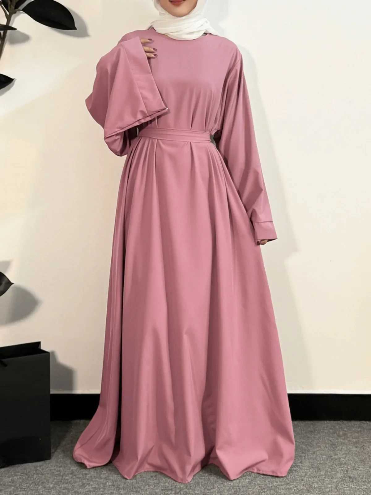 Muslim Abayas Women Kaftans Prayer Dress With Belt Full Slve Islamic Clothing Dubai Robe Ramadan Dresses Women Jilbabs X250514