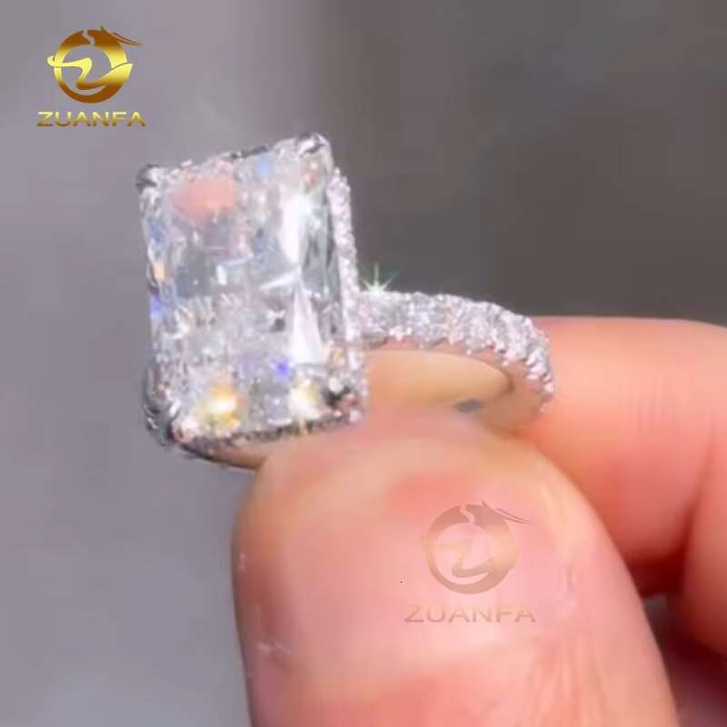 Luxury Radiant Moissanite Diamond Rings Women Fine Jewelry Engagement Wedding Band Lab Grown Diamond Ring