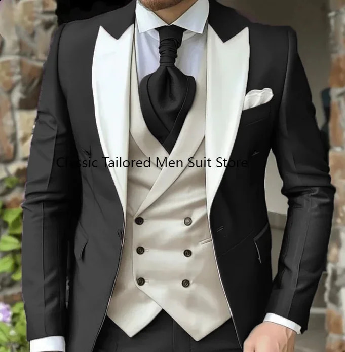 Elegant Wedding 3 Piece Jacket Pants Vest Full Set Single Breasted Lapel Purple Male Clothing Mens Suits Blazer 250513