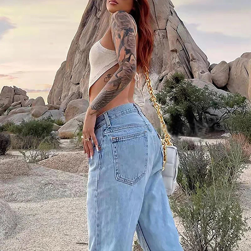 Women Wide Leg Baggy Jeans Lady Vintage Punk Low Rise Waist Loose Denim Pants Streetwear Fashion Trashy Long Skater Trousers 250513