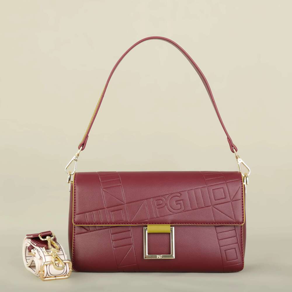PG Exquisite Brand Fashion Handbag Classic Solid Design Shoulder Dark Letter Emed Ladies Party Bag