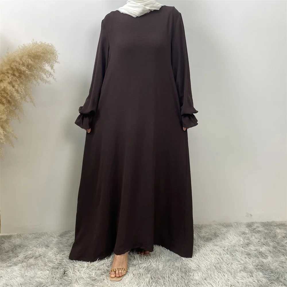 2025 New Modest Abaya Ruffle Slve Dress High Quty Nida with Pockets Eid Ramadan Islamic Clothing Muslim Women Maxi Dress X250514