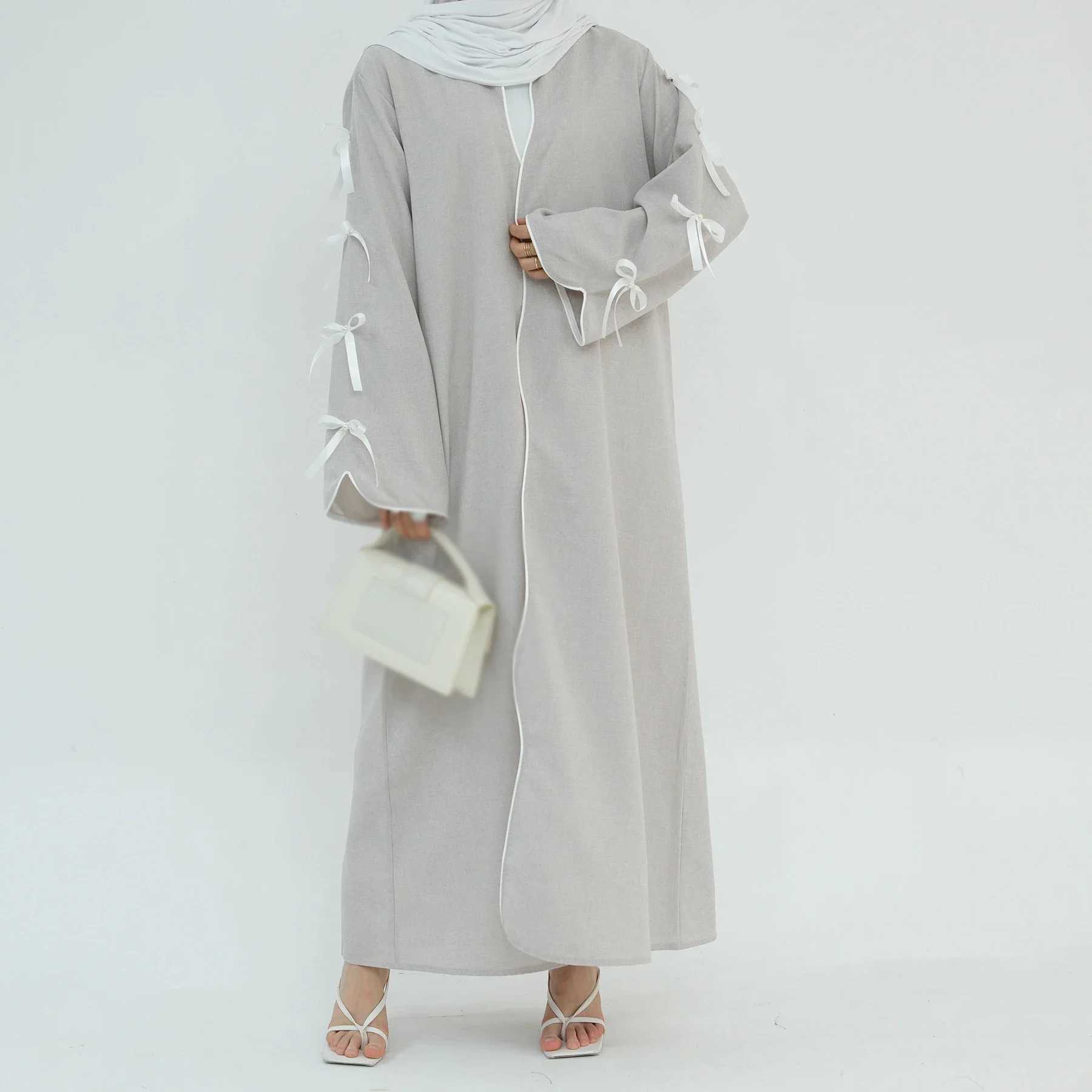 Eid Muslim Abaya Women Cardigan Jalabiya Morocco Party Dresses Dubai Abayas Kaftan Vestidos Arab Long Robe Bowknot Slve Abaya X250514