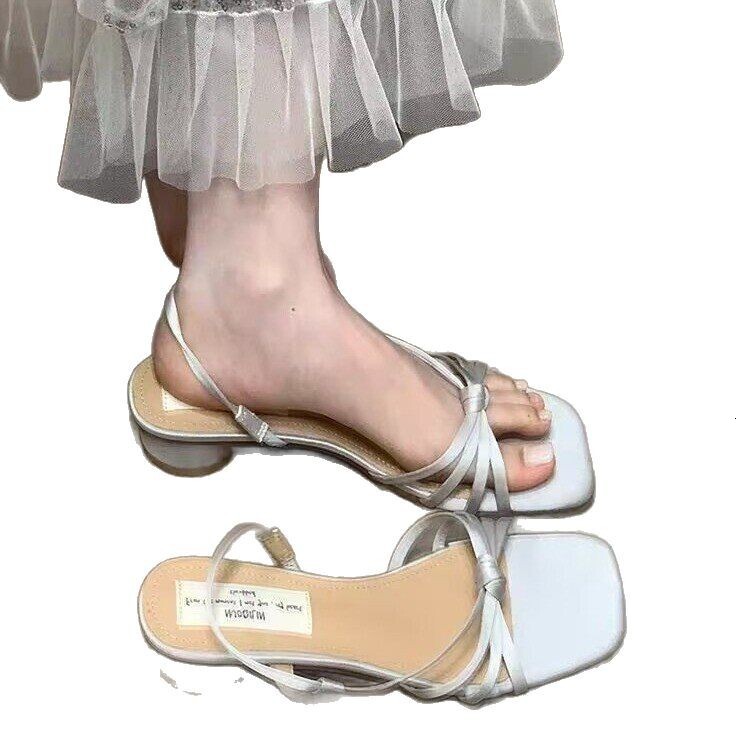 Designer sandals Open toed high heels, square toe 2025 skirt, thick heel sandals, women's hundred French style new style, beautiful and gentle to