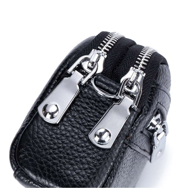 Genuine Leather Women Mini Wallet Double Zipper Coin Purse Cute Small Clutch Bag Designer Multi-Functional Card Holder