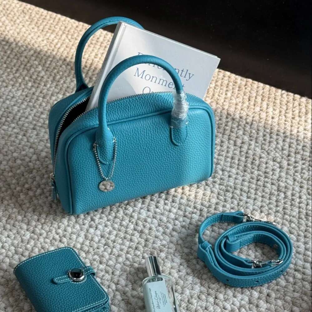 New First-Layer Cowhide Lychee Pattern Portable Small Bag Casual Versatile Single Shoulder Crossbody Leather Handbag
