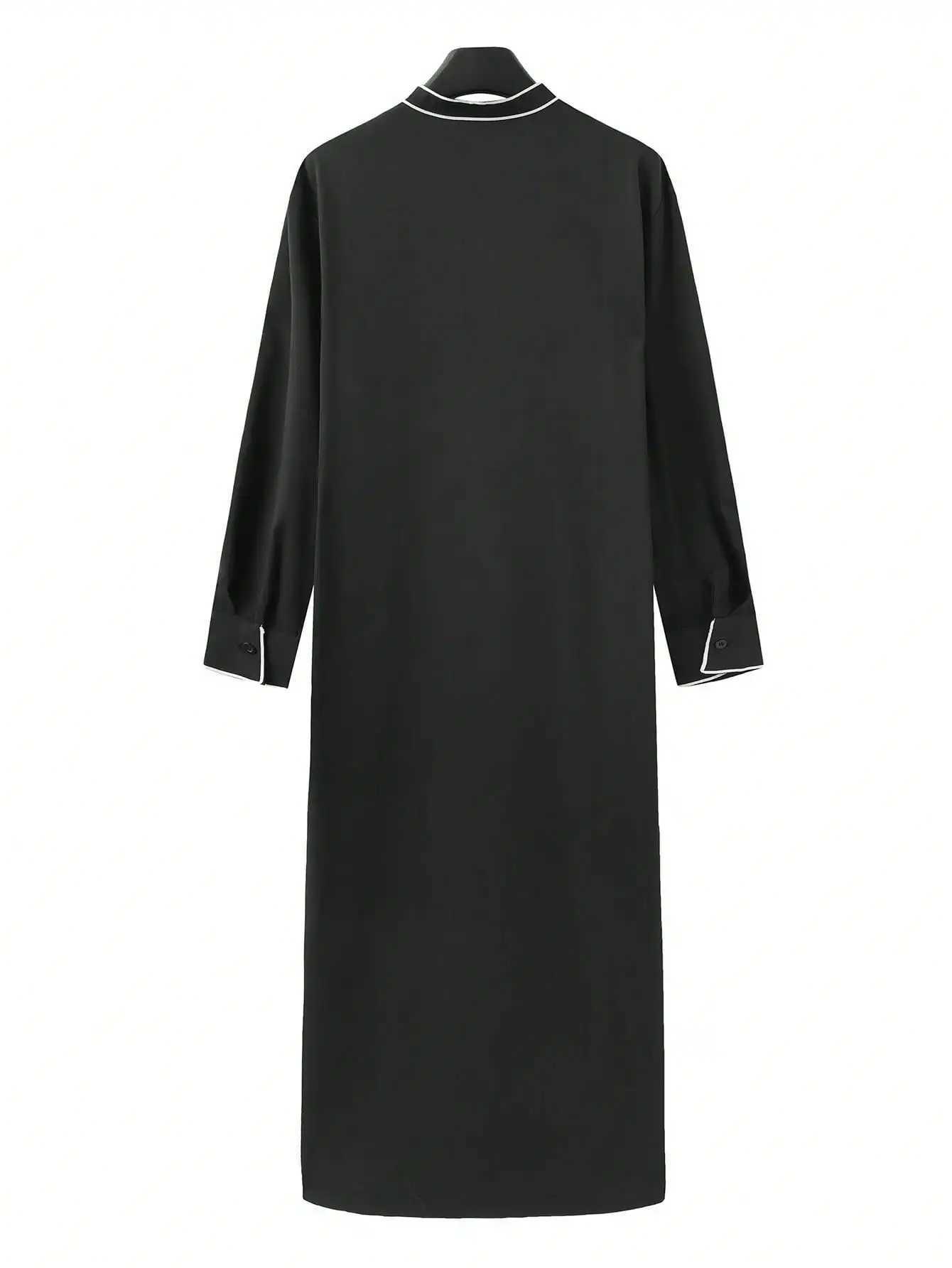 New Muslim Ethnic Mens Robe Black Luxury Embroidered Mens Casual Worship Loose Robe Inner Collar Long Sleeve Robe X250514