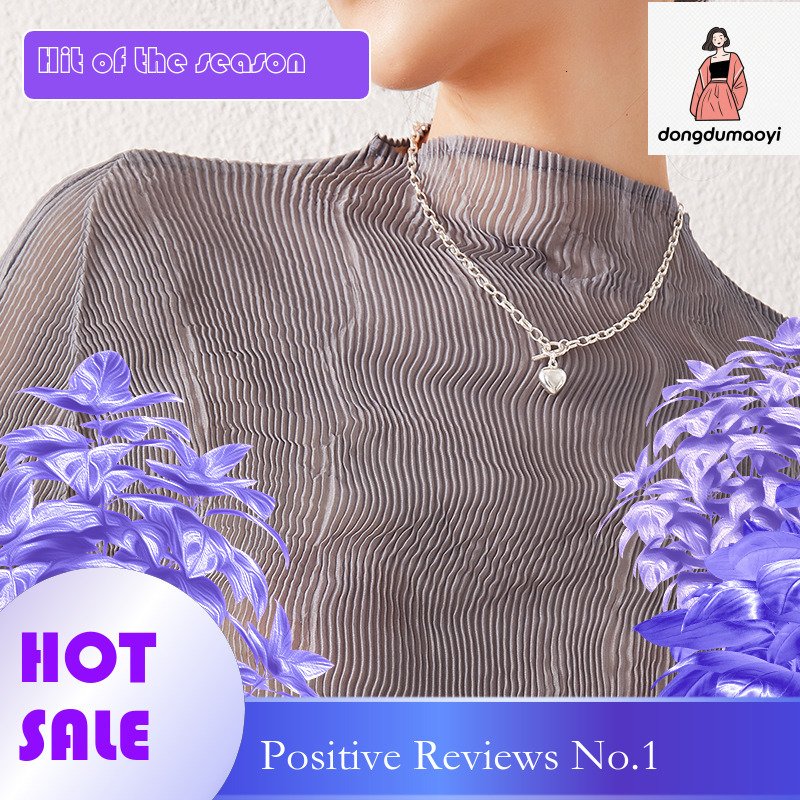 dongdumaoyi Wrinkled top transparent spring and autumn three house T-shirt slim fit base long sleeved new sexy silk shirt for women