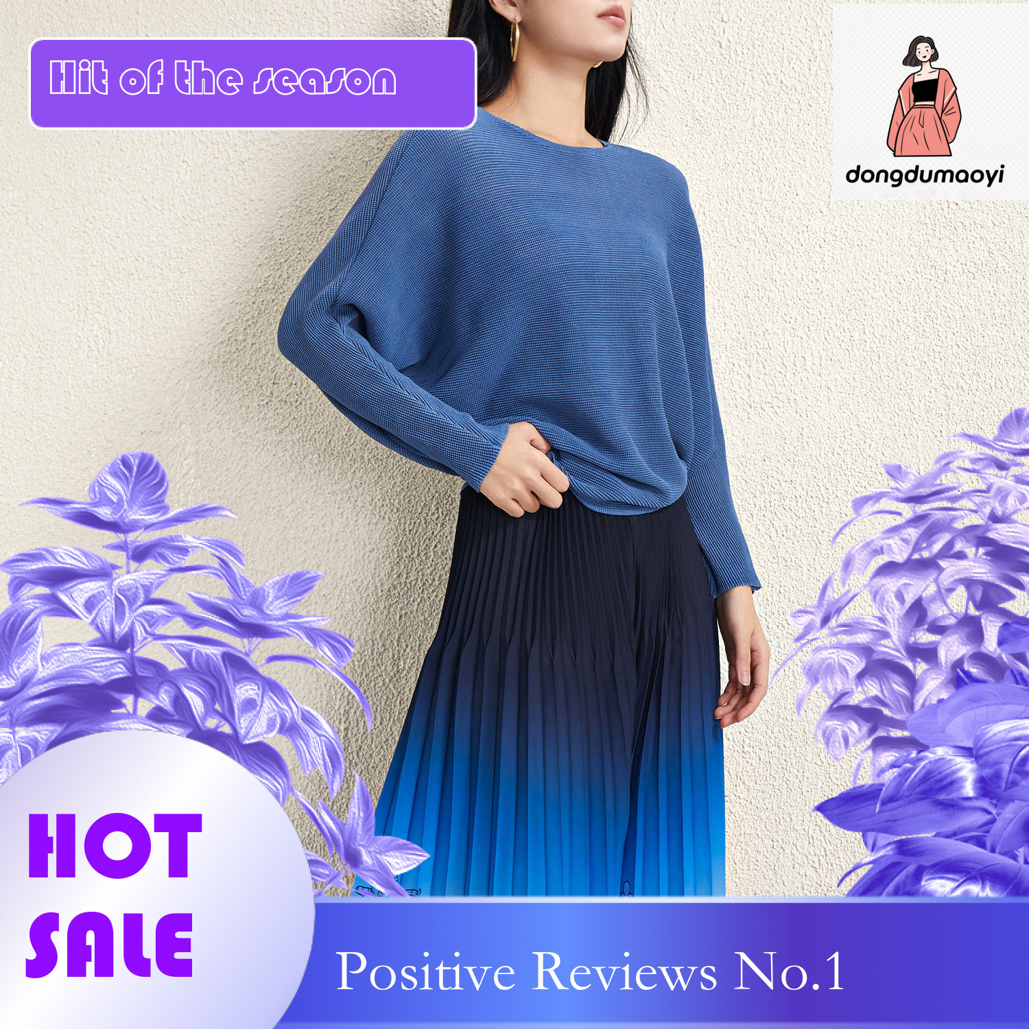 dongdumaoyi Japanese style pleated loose oversized short sleeved T-shirt for women's 2024 summer new casual and versatile slimming bat sleeve top