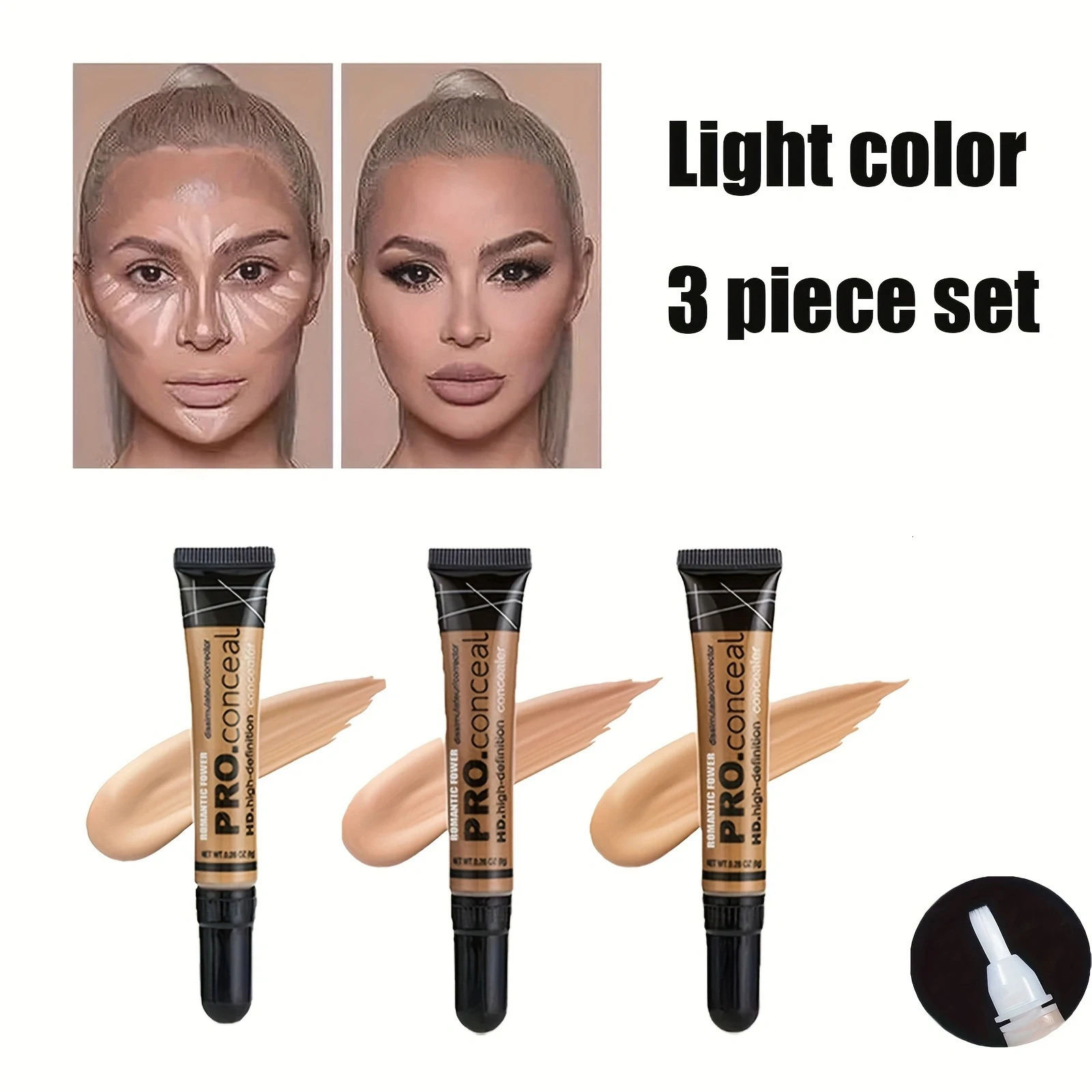 3-Color Matte Liquid Concealer Set for Eyes Naturally Lightweight Sweat-Proof Fade-Free Coverup Makeup Multi-Purpose Smooth 250512